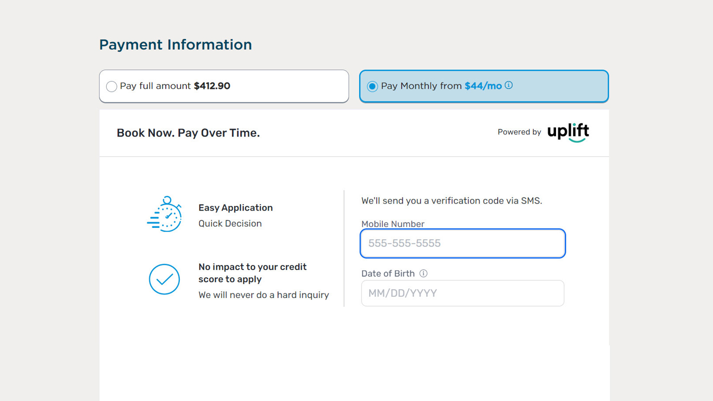 Book now, pay later with UpLift