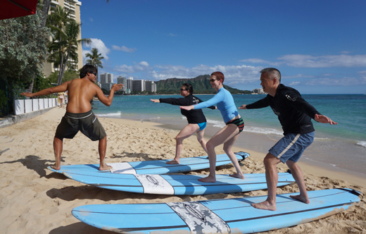 Illustration of Penthouse Resort Building With Private Surfing Lessons