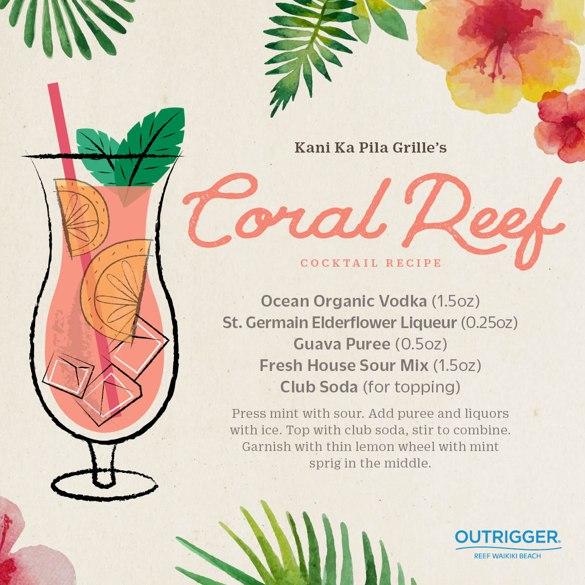 Outrigger Reef Waikiki Beach Resort - OZONE - Coral Cocktail Recipe
