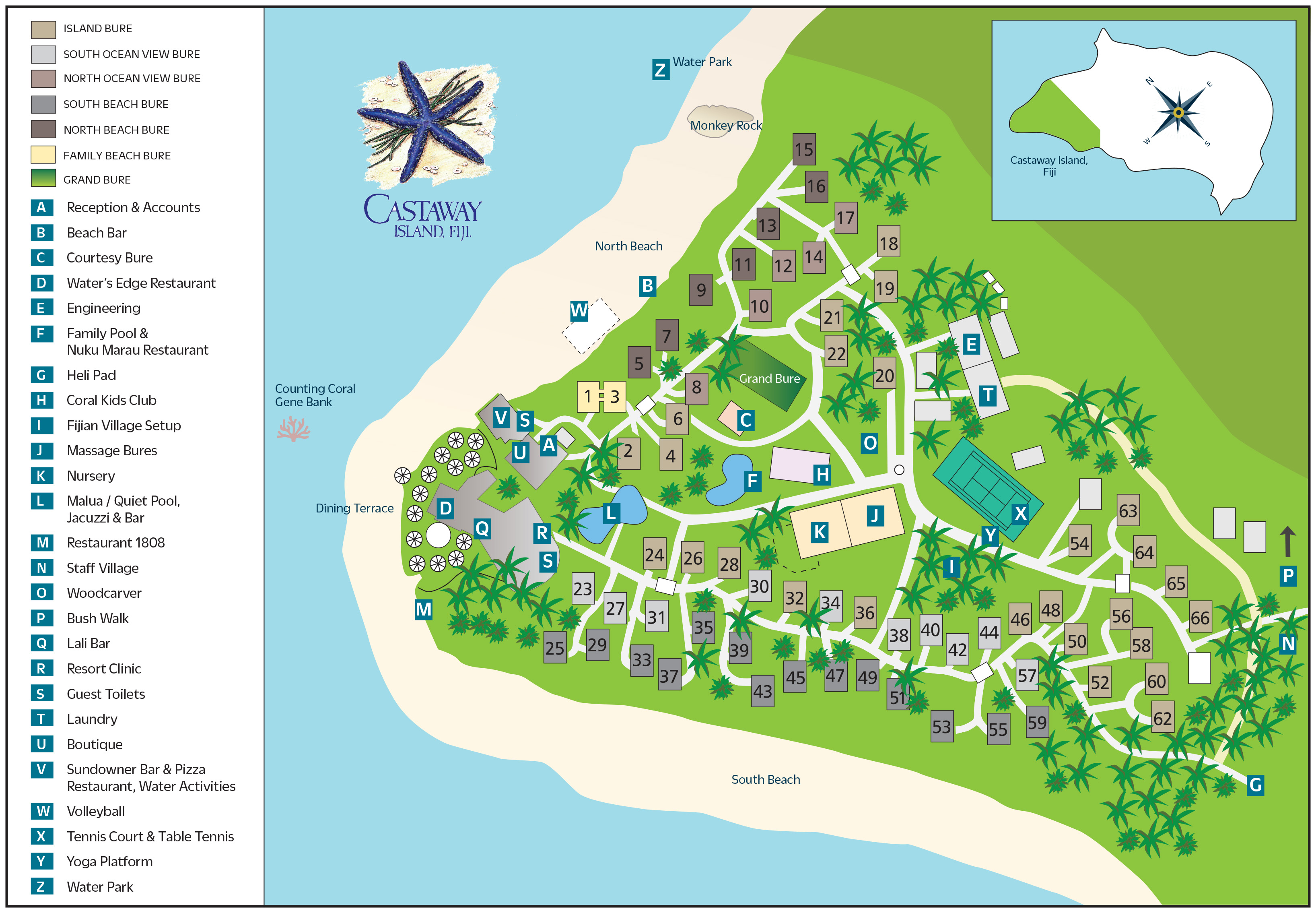 Castaway Island, Fiji - resort map