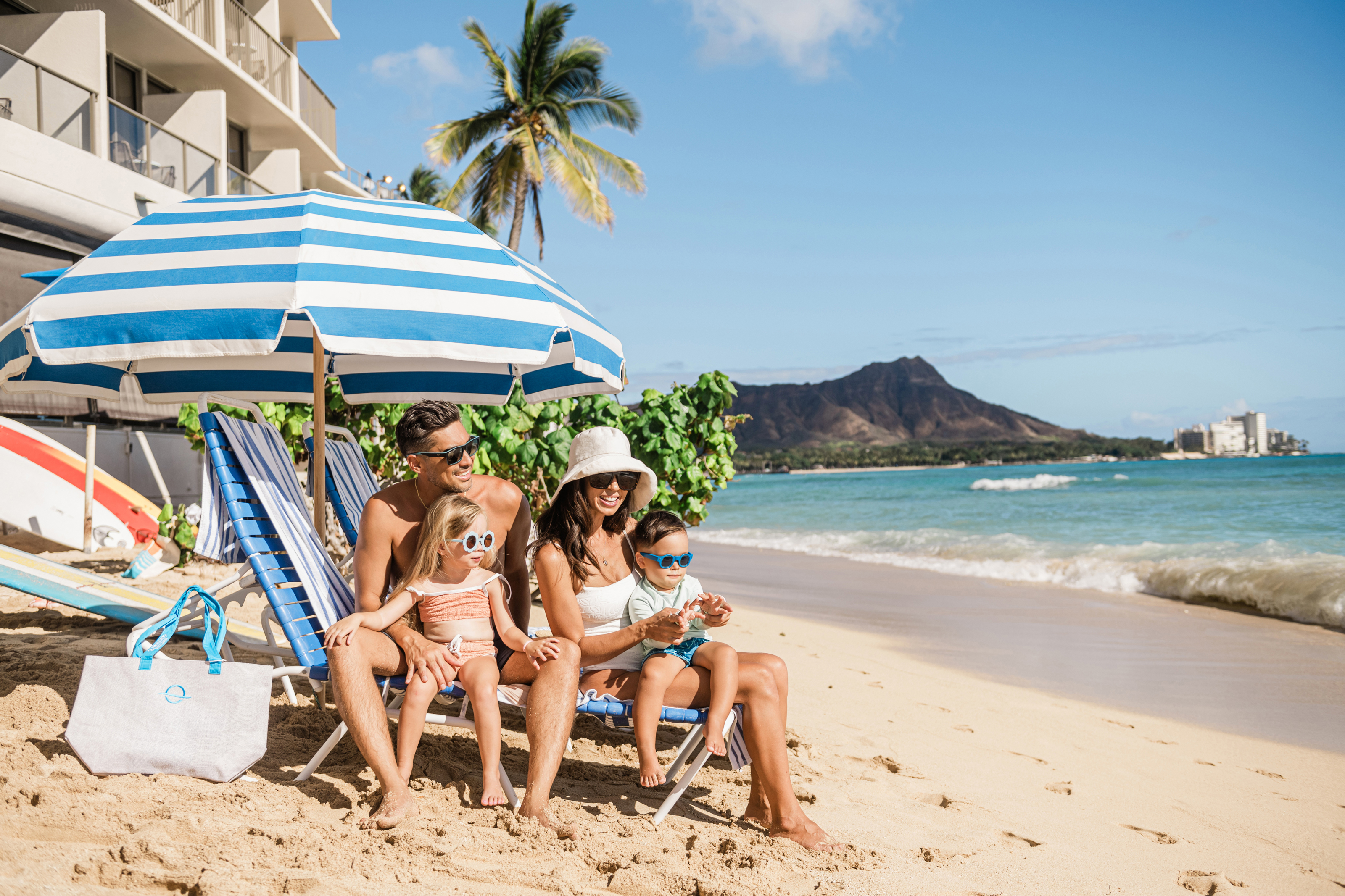 Family on Waikiki Beach