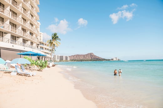 View of Outrigger Reef canoe hale and pool